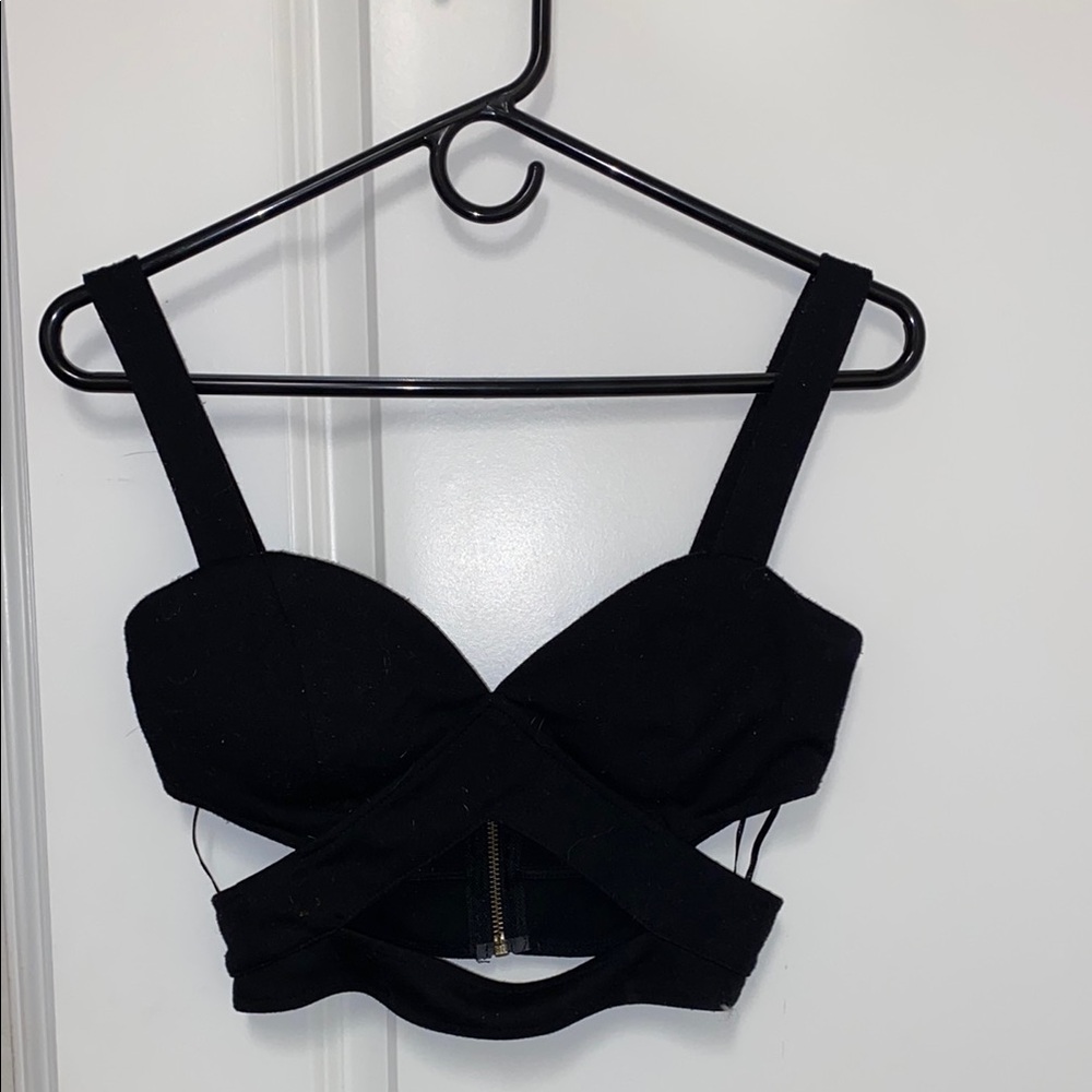 Black Cutout Crop Top